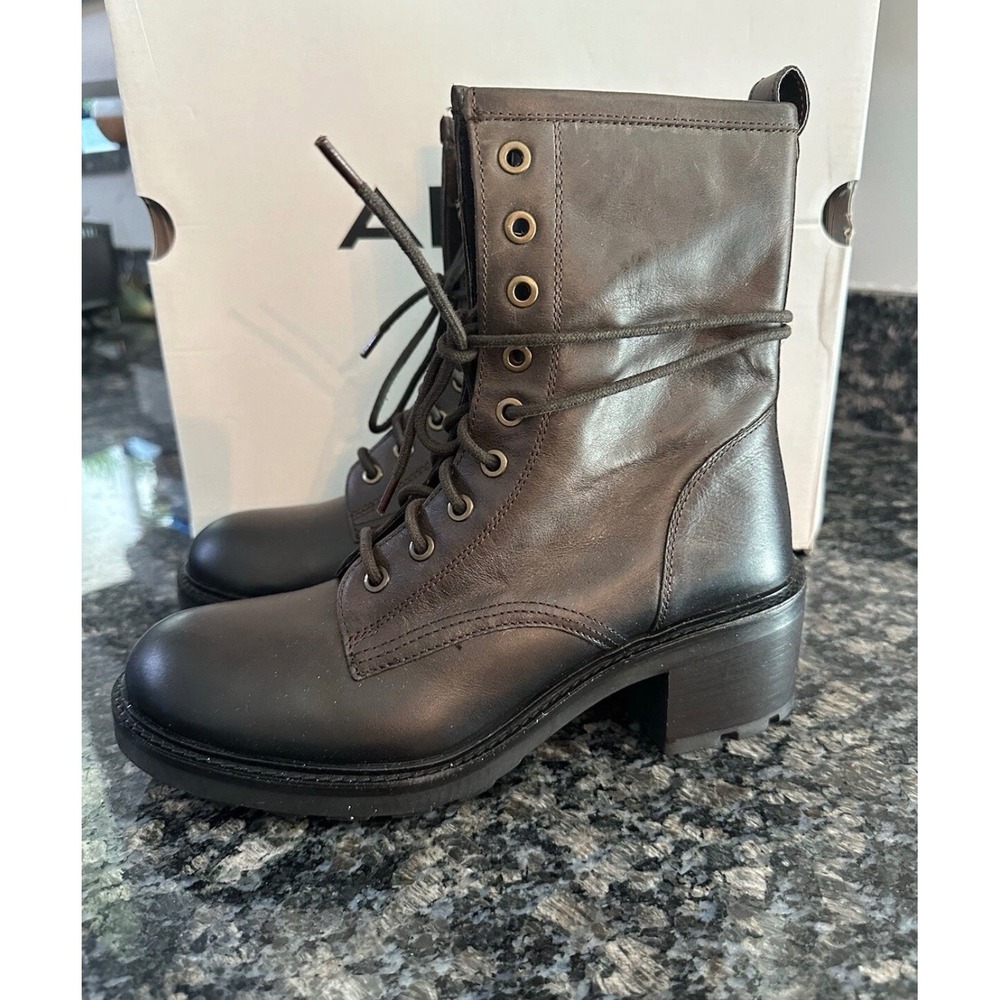 Aldo Women Dark Brown Lace Up Side‎ Zip Lug Sole Combat Boots Ankle Boots Sz 7.5